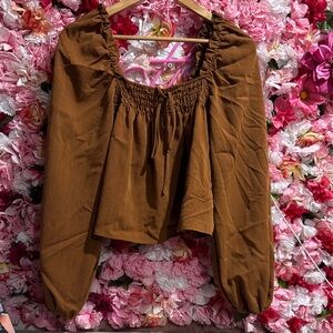 HYFVE Brown Smocked Blouse